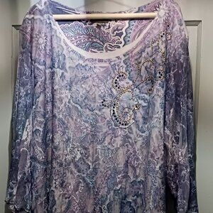 Lace and Paisley Pastel womens blouse 3x